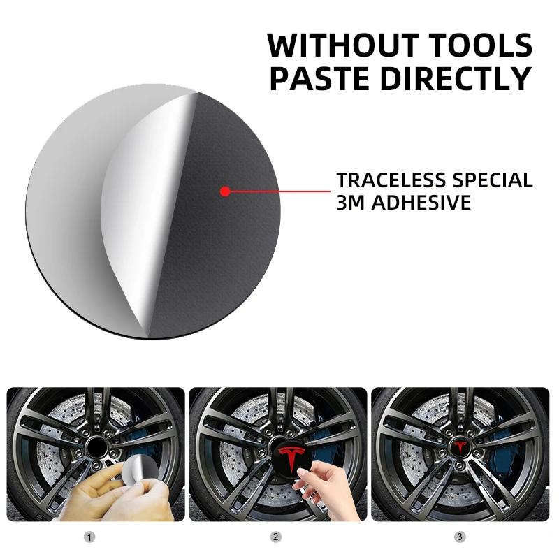 4PCS 56MM Wheel Hub Cap Sticker Car Caps Rim Stickers Badge Cover Decoration For Tesla Model Y 3 S X Roadster