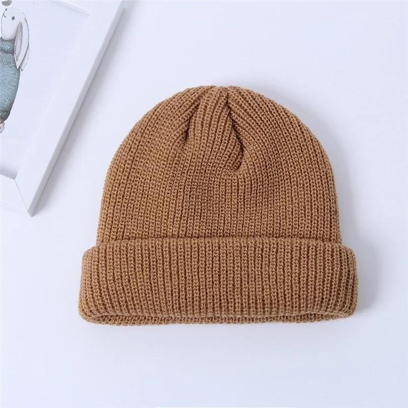 Autumn and Winter Fashion Adult Men Warm Casual Short Thread Hip Hop Hat Wool Knitted Skull Cap Elastic Hats Accessories Gifts
