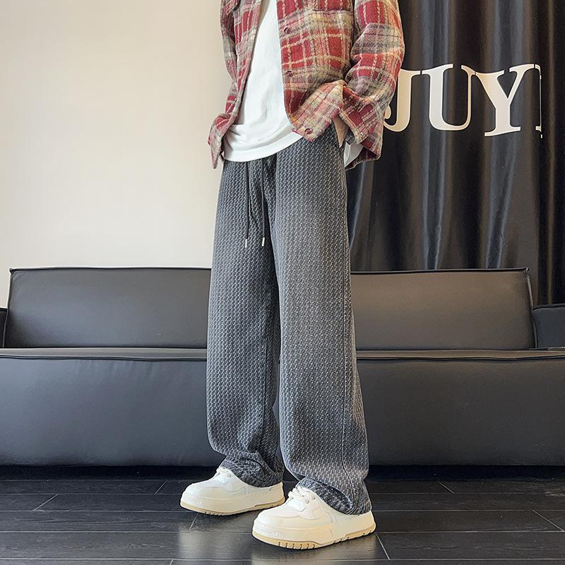 JYL Men's Starry Jeans Spring Autumn Trendy High-Street Loose Wide-Leg Denim Pants