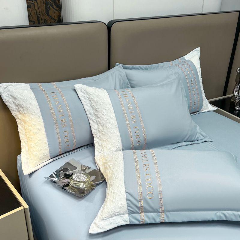 G5Z Embossed Jacquard Luxury Washed Cotton Bedding Set - Duvet, Bed Sheet, Fitted Cover (4 Pieces)