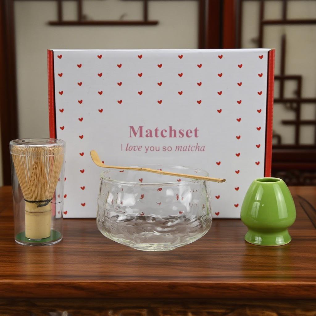 1PC/4PCS/Set Japanese-style Matcha Glass Bowl , Spoon, Tea Whisk, Perfect Gift For Ceremony, Traditional Decoration