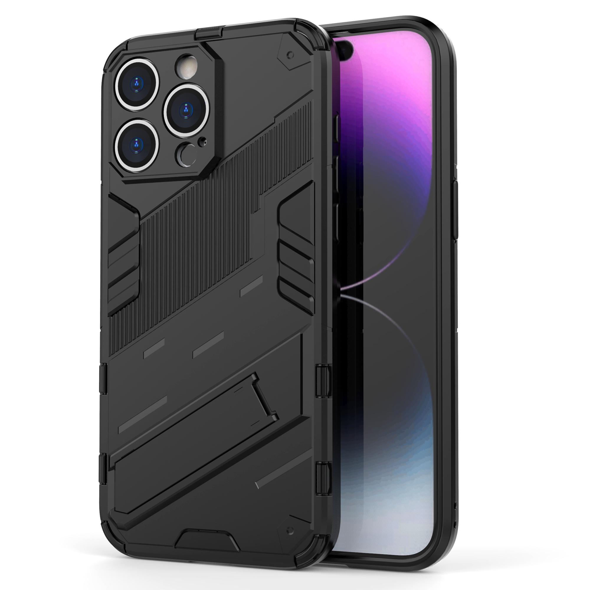 

Kickstand Phone Case for iPhone 15 Pro Max,Drop Protection Phone Cover PC+TPU Back Shell Black