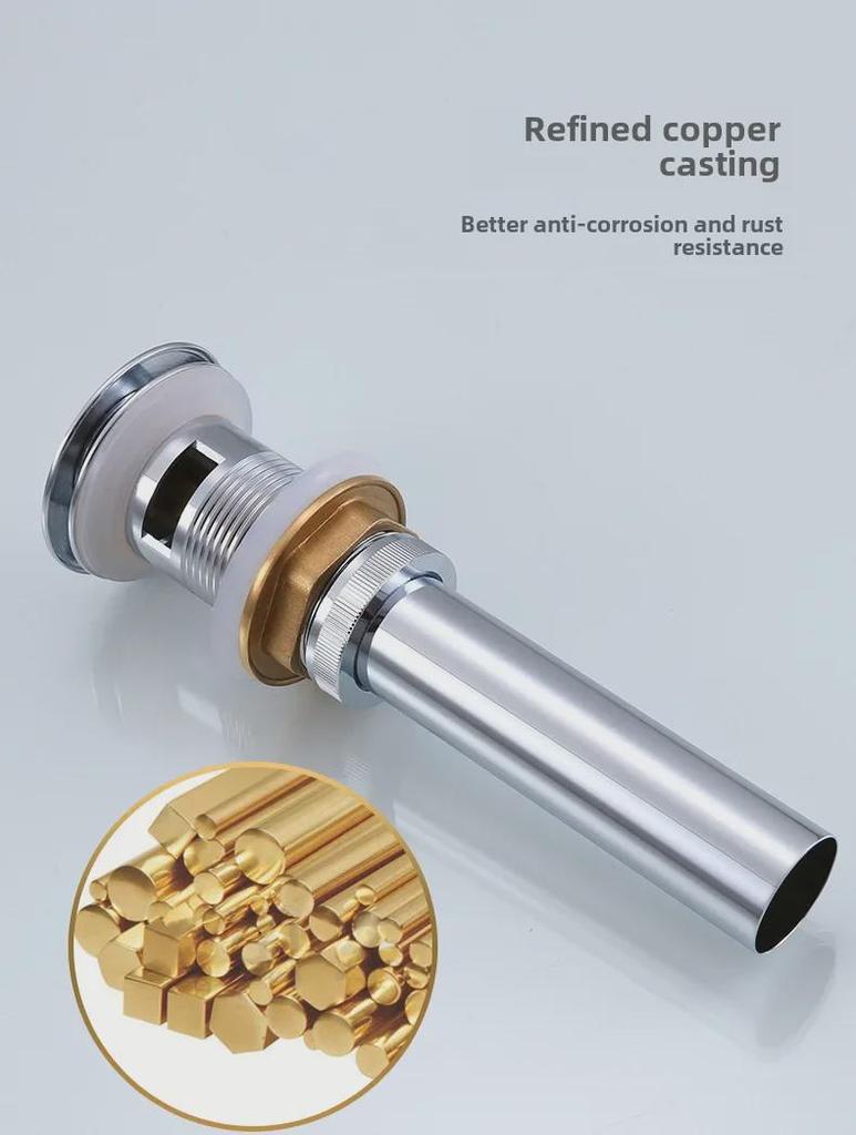 Copper Bounce Drainer for Bathroom Handwashing Basin with Deodorizing Drain Pipe