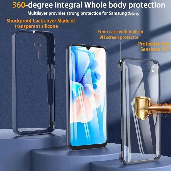 360 Case - Booling - for Samsung Galaxy A16 - Full TPU Protection - Hard PC Back - Navy Blue