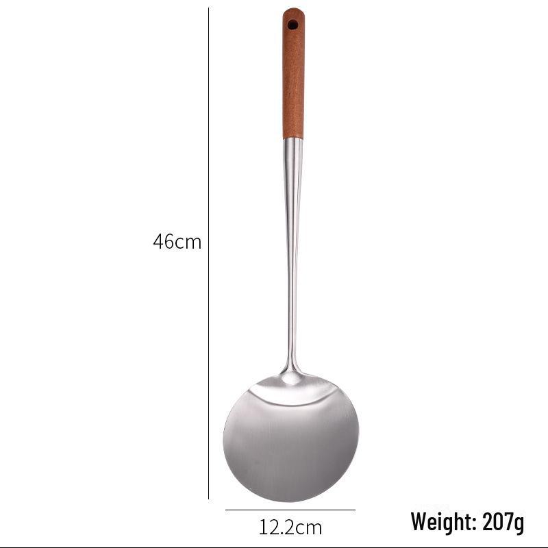304 Stainless Steel Long Handle Round Cooking Spoon - Ideal for Kitchen Use and Frying Fish