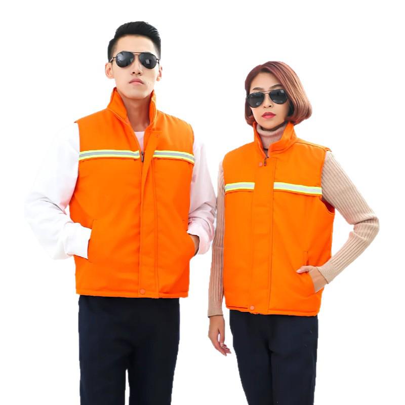 Custom LOGO Reflective Workwear Vest with Thick Padding for Warmth