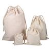 Household Plain Cotton Drawstring Storage Laundry Sack Stuff Bag for Travel Home Use Cotton Storage Bags Organizer