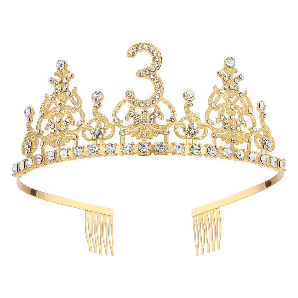 Fashion Alloy Digital Crown With Diamond Tiara 18Th Birthday Party Pearl Alloy Headband