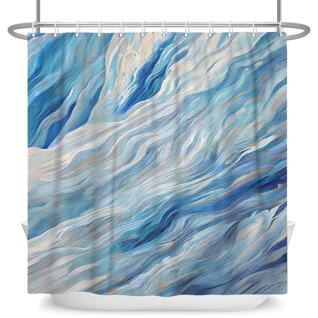 Gradient Marble Texture Shower Curtain Waterproof Bath Curtains For Bathroom Decor Multiple Color Options Polyester With Hooks