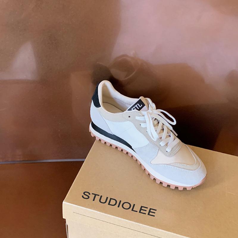 

Waffle Forrest Gump shoes women s spring 2025 new thick-soled soft-soled sports and leisure shoes leather color matching dad shoes women 35