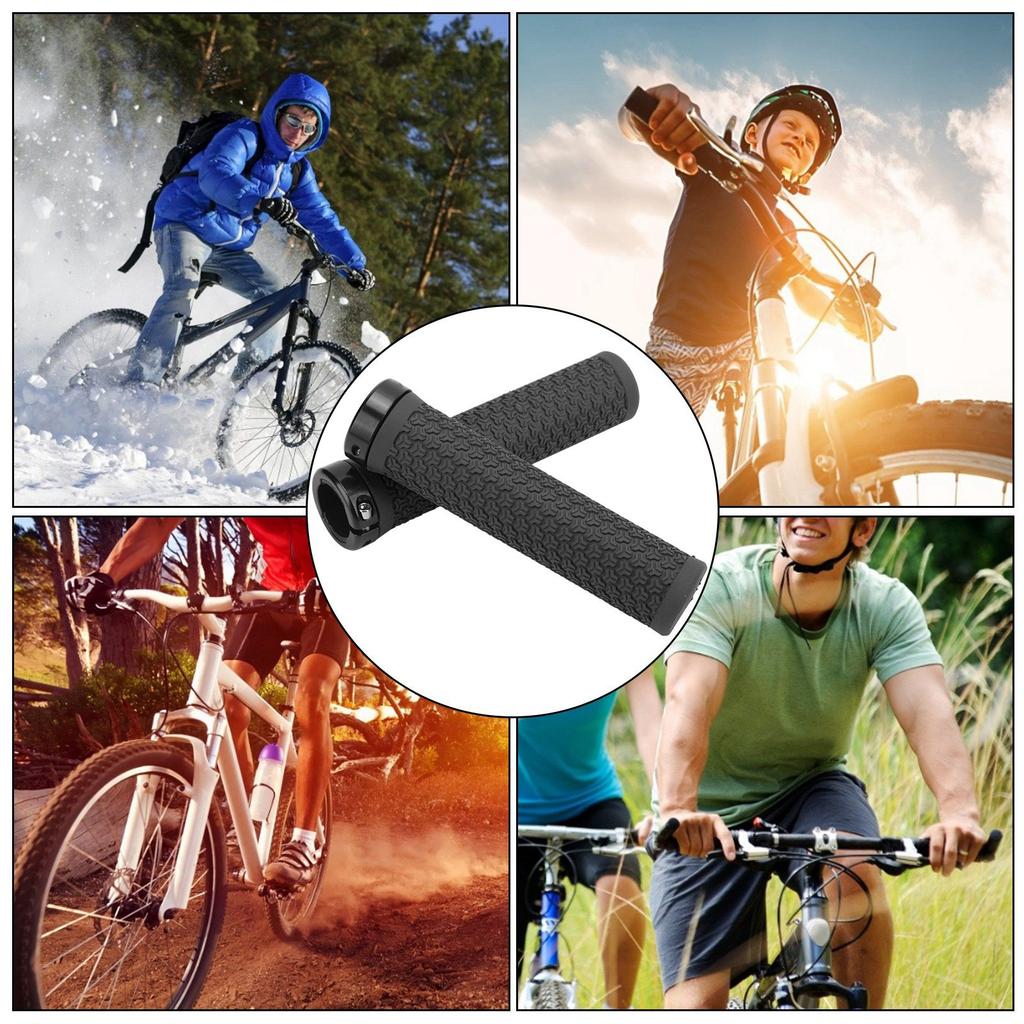 Mountain Bike Handlebar Single Locking Grips Shock Absorbing Rubber Grips