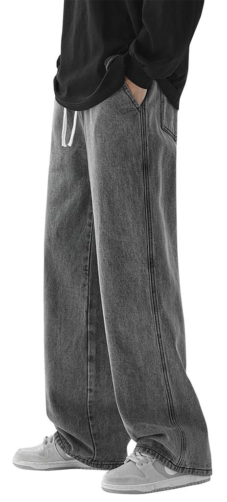 Pablito Plus Size Denim Loose Wide Leg Baggy Stylish Wide Adjustable Winter Light Men's Jeans, Fit, Pants, Pants, Jeans, Denim, Drawstring, Spring,