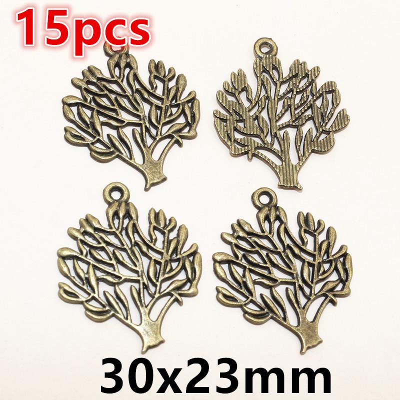 12-15pcs Alloy Metal Leaf Tree Charms Pendant DIY Jewelry Making Accessories Findings for Earrings Bracelet Necklace Craft