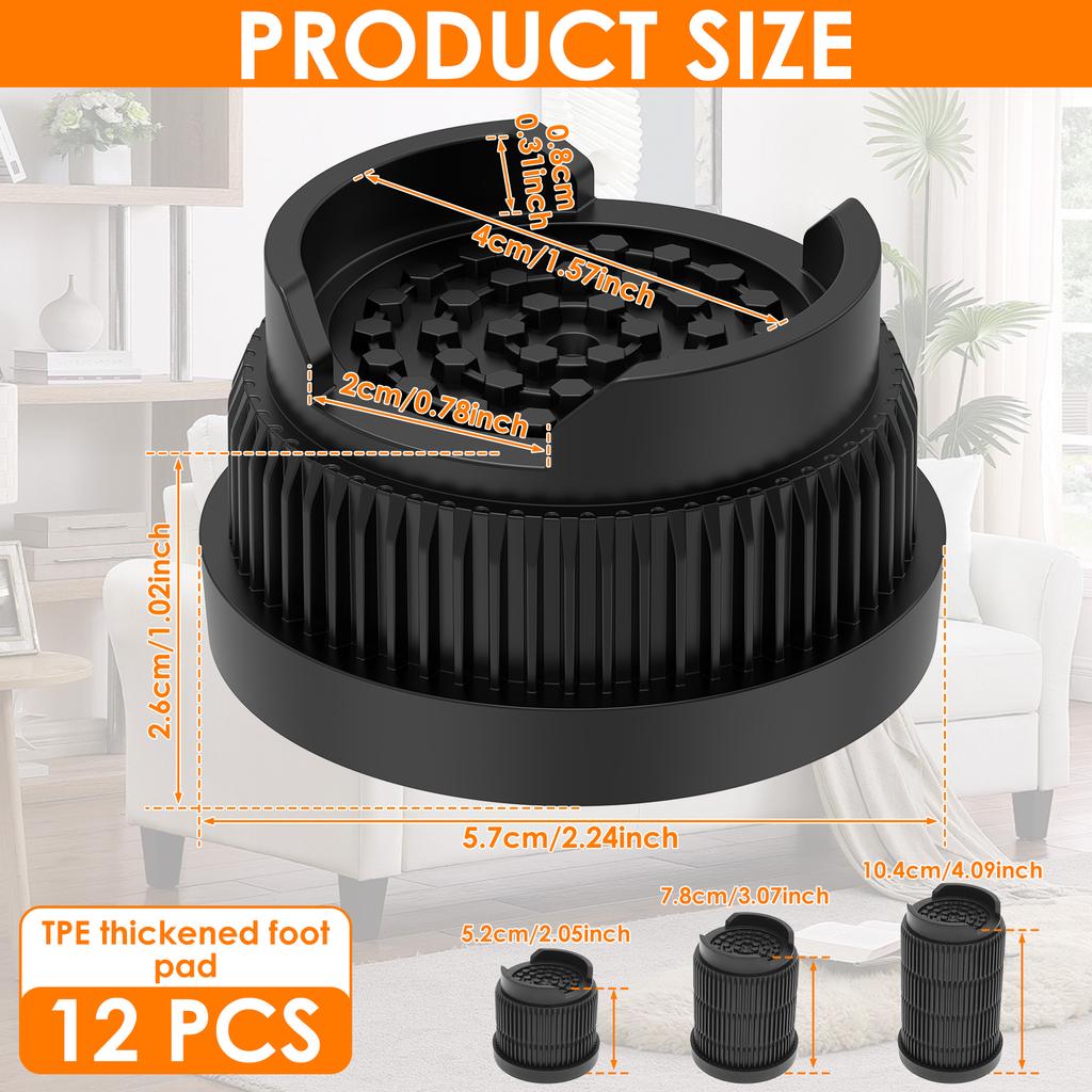 12/16 Pcs Furniture Risers Rubber Base Bed Heightening Foot Pad Heavy Duty Non-slip Floor Protecto Chair Table Feet Leg Lift
