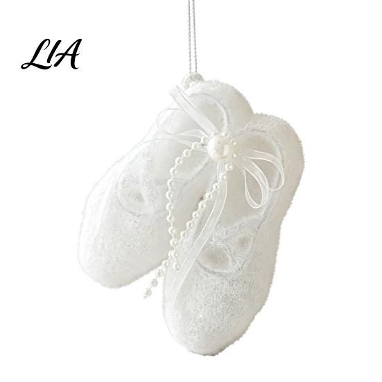 Atmosphere Creating Holiday Ornaments Glitter Ballet Shoes Christmas Ornament, Plastic Dancing Tree Hanging Home Party Decoration with Bow
