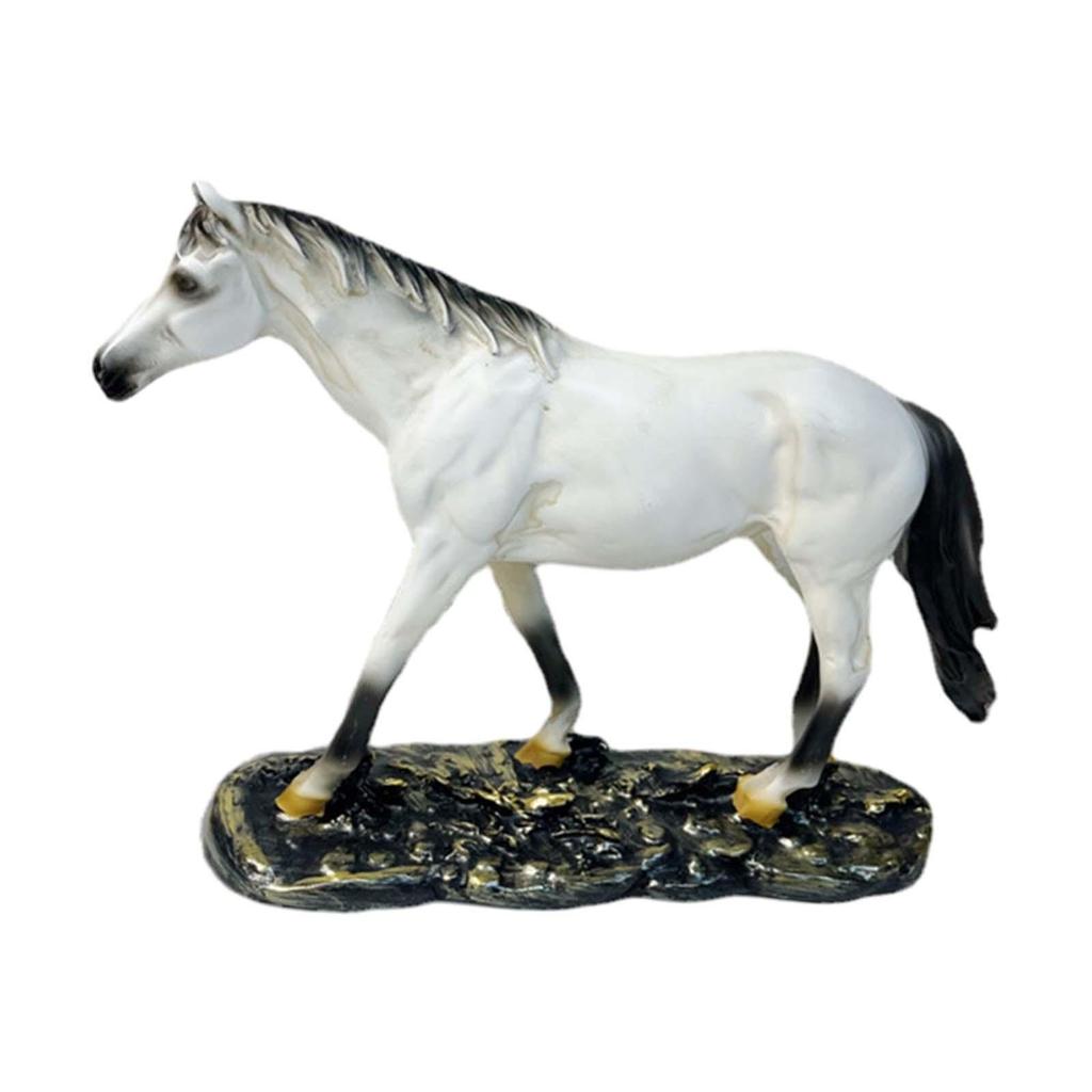 Horse Statue Desk Ornaments Sculpture Decor for Year Party Holiday white