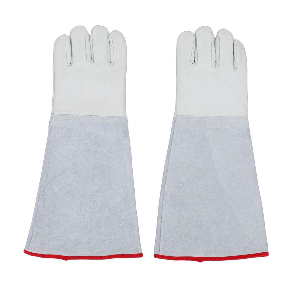1 Pair Antifreeze Gloves 45cm Long Cowhide Work Gloves for Liquid Nitrogen Dry Ice Handling High and Low Temperature