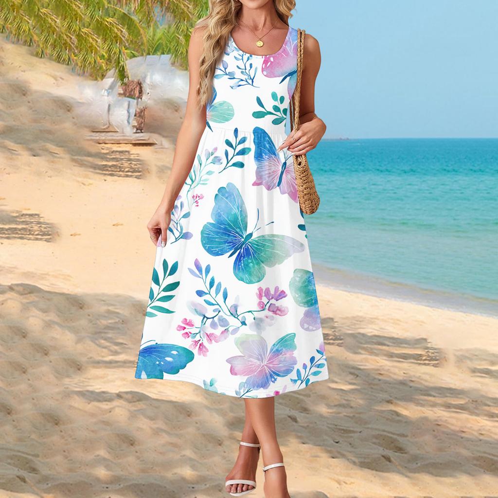 Womens Maxi Dress Boho Maxi Dress Floral Maxi Dress Long Dresses for Women Sleeveless Summer Maxi Dress Casual Style