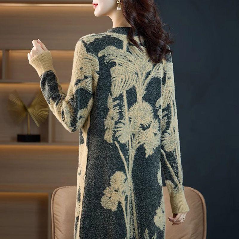 Women Knit Sweater Dress Long Sleeve Winter Mink Elegant Fall Outfit Clothes