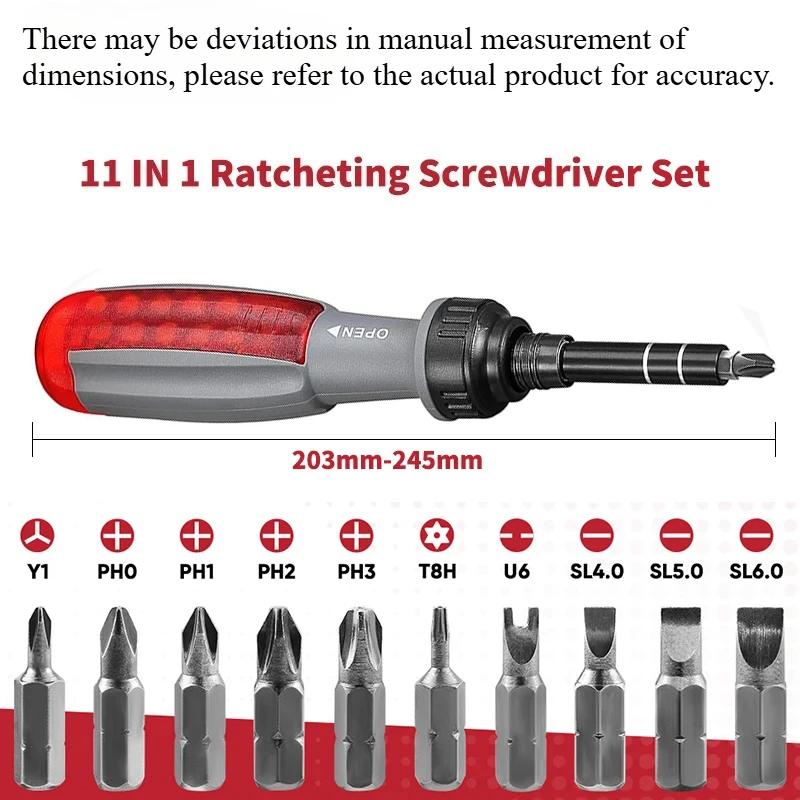 Premium Ergonomic Telescopic Labor-Saving Screwdriver Magnetic Batch Head Mini Ratchet Screwdriver Set Multi-function Hand Tool