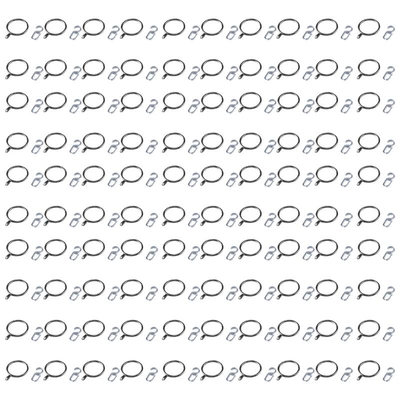 Pack Of 100 Curtain Rings with Clip 30mm Inner Diameter Plastic Hooks For Poles And Rod Drapery And Shower Hanging