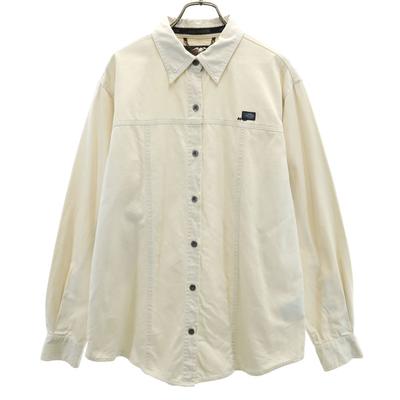 90s Old Shirt Jacket Beige Hidden Snap Button Down Women Used