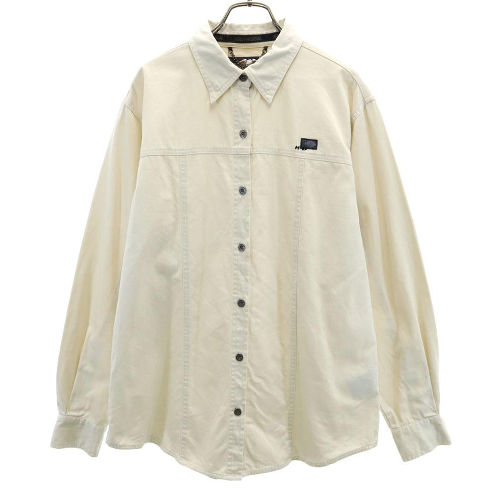 HARLEY DAVIDSON 90s Old Shirt jacket beige Hidden snap button down Women Used