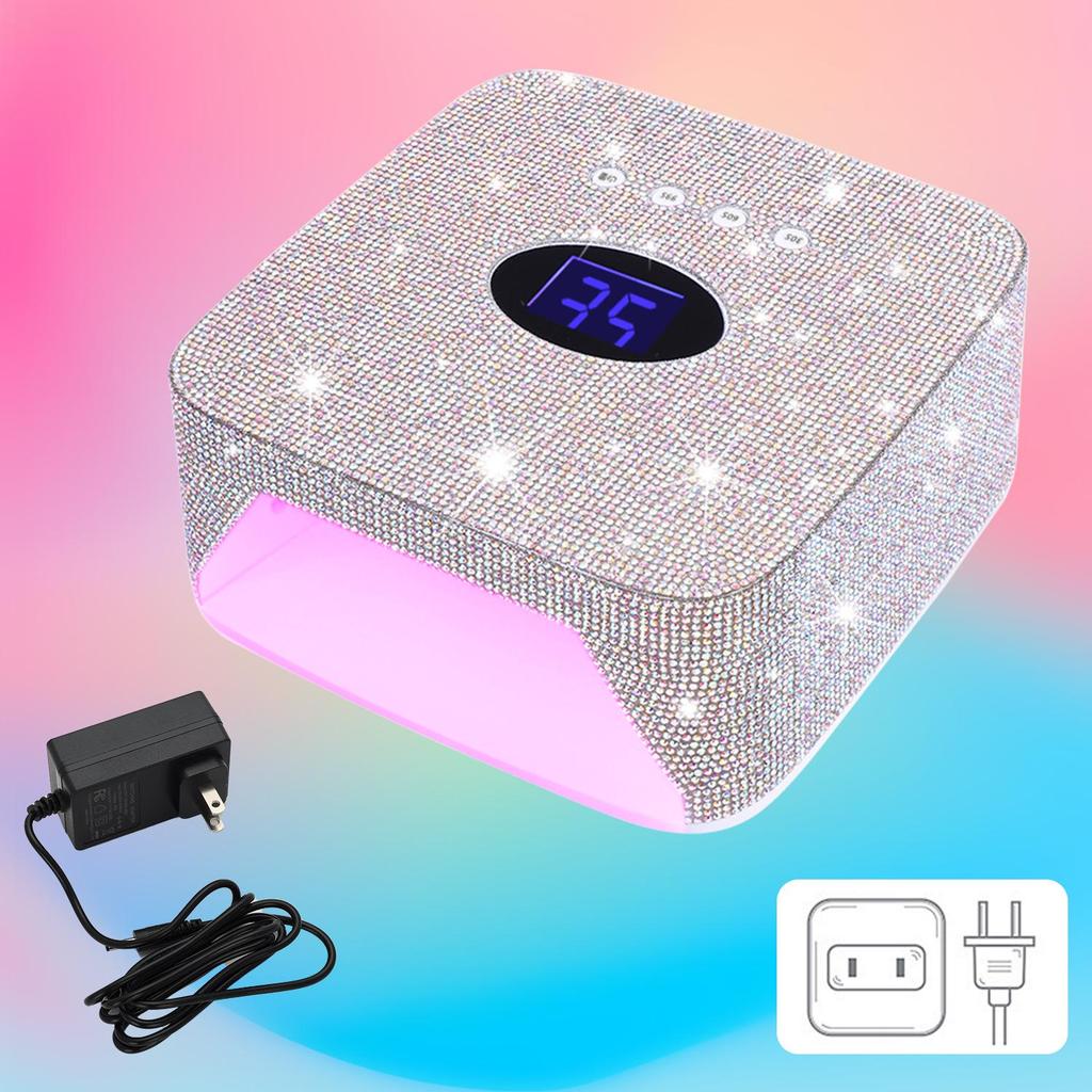 Rhinestone Wireless Rechargeable 54W Nail Lamp - Smart Induction, Quick Dry, No Blackening Hands