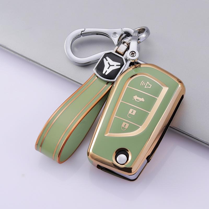 Shell Fob Holder For Toyota Auris Corolla Avensis Verso Yaris Aygo Scion Tc Im Camry Rav4 4Buttons Tpu Key Case Cover Keychain