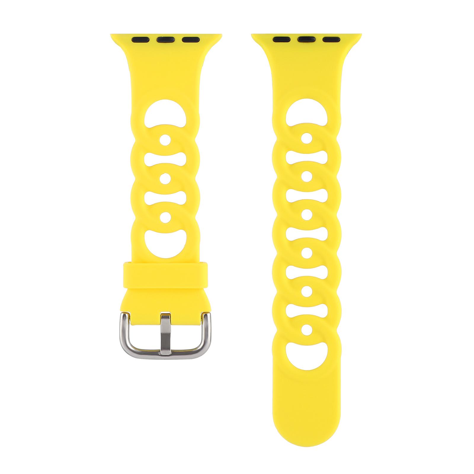 

For Apple Watch Series 10 46mm/Ultra 2 Ultra 49mm/Series 9 8 7 45mm/6 5 4 SE (2023) SE (2022) SE 44mm/3 2 1 42mm Silicone Strap Donut Hollow Watchband Pink