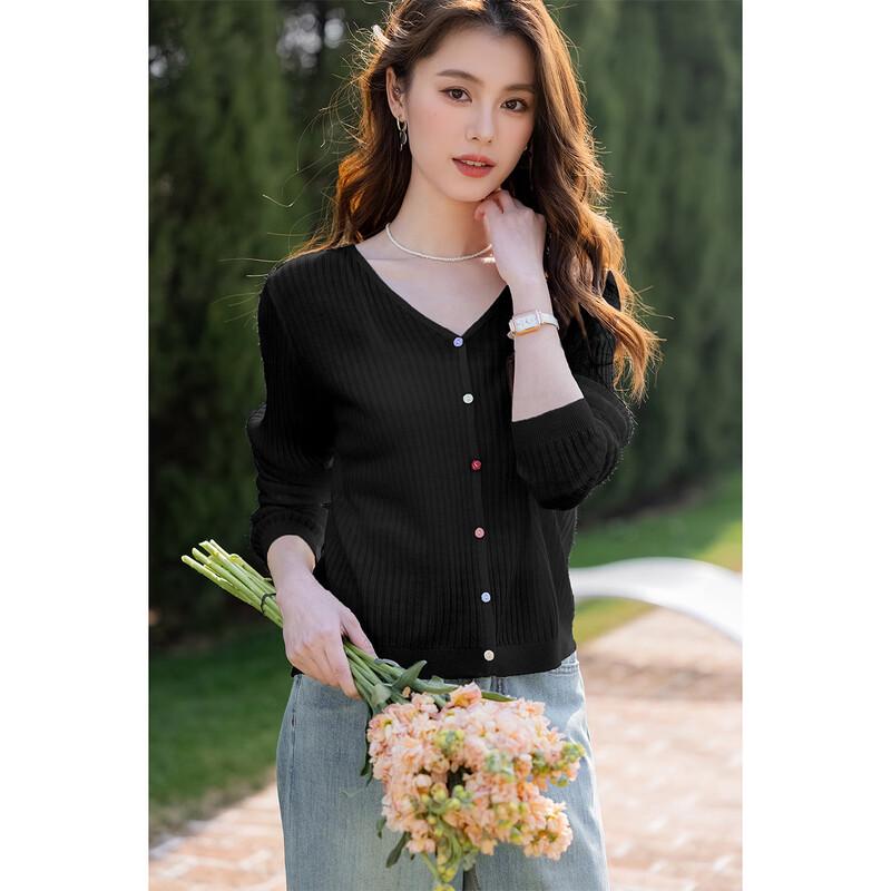 MOCANA Women's Summer Thin Long-Sleeve V-Neck Knit Top MKNJD3726