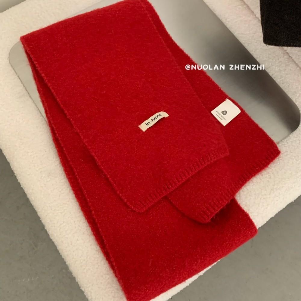 Manufacturer solid color autumn and winter versatile wool knitted scarf, soft and white student wool scarf