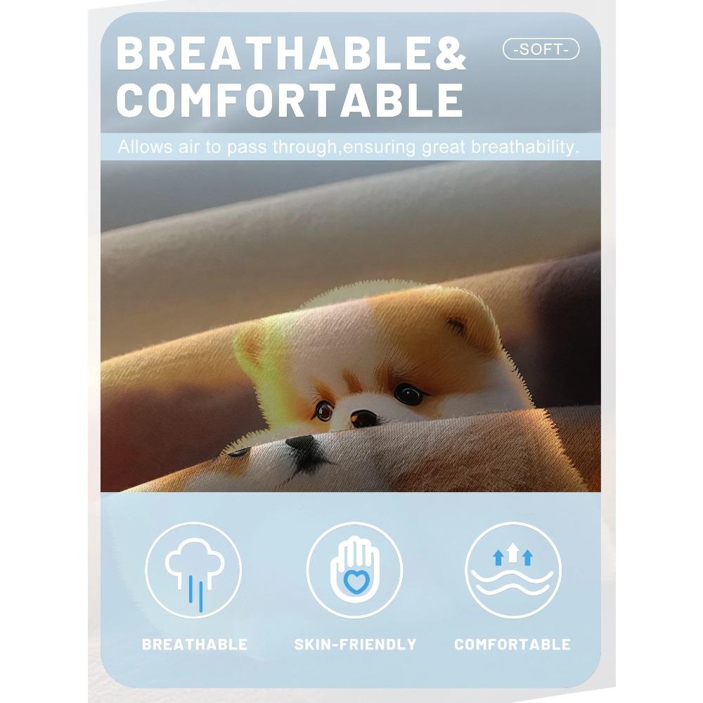 1 Cartoon Cute Animal Dog Digital Printed Frosted Fitted Sheet,bedroom Printed Bed Cover,bedding(No Pillowcase)