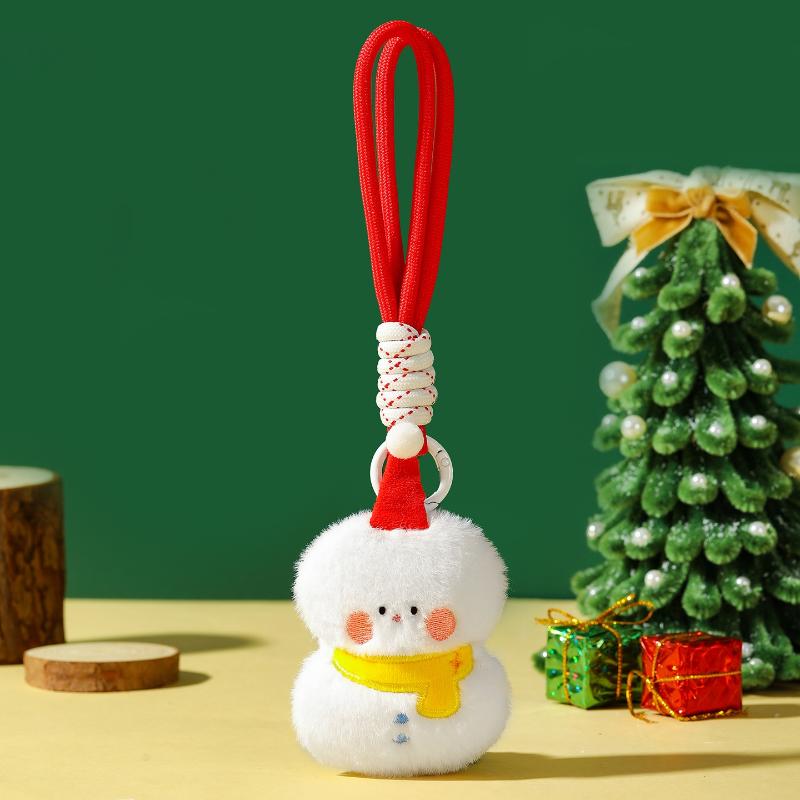 Cute Cartoon Christmas Plush Pendant Lanyard Keychain Kawii Plush Little Doll Backpack Handbag Pendant Decoration Accessories