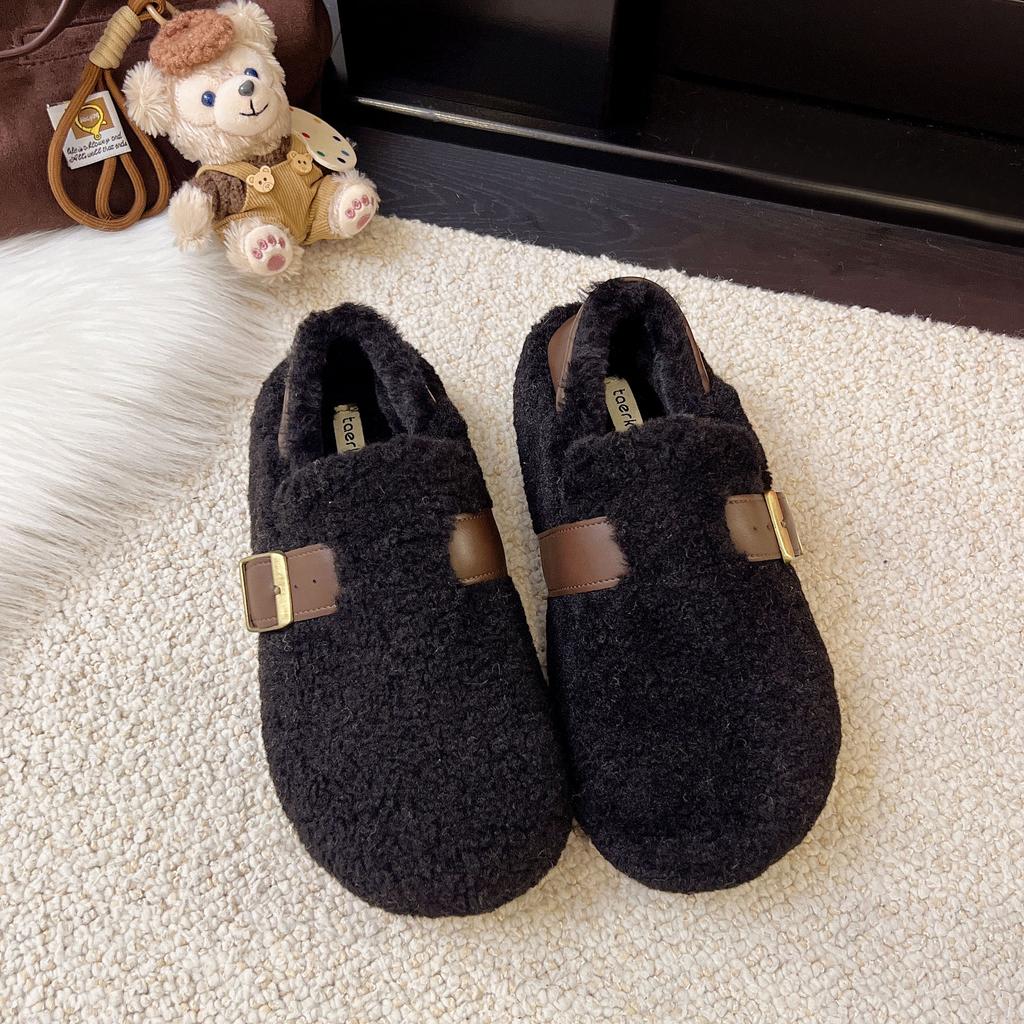 Women's plush thick bottom large size thickened winter warm fur one snow boots thick lining ankle boots non-slip hiking sports cotton shoes