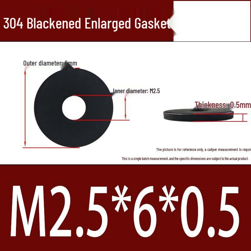 Large Black 304 Stainless Steel Ultra-Thin Oversized Flat Washer, Zinc-Plated