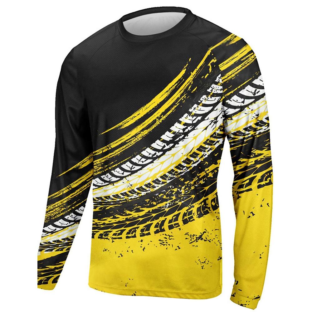 Spring and Autumn Round Neck 3D Colorful Pattern Printed Top Fashionable Casual Outdoor Cycling Long Sleeved Men's T-shirts