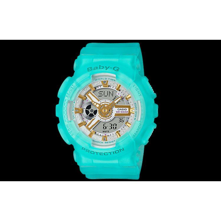 

Casio Baby-G Sea Glass Colors Summer Ice Cream Semi-Transparent Quartz Movement Resin Strap Watch Women watches White BA-110SC-2A Cyan