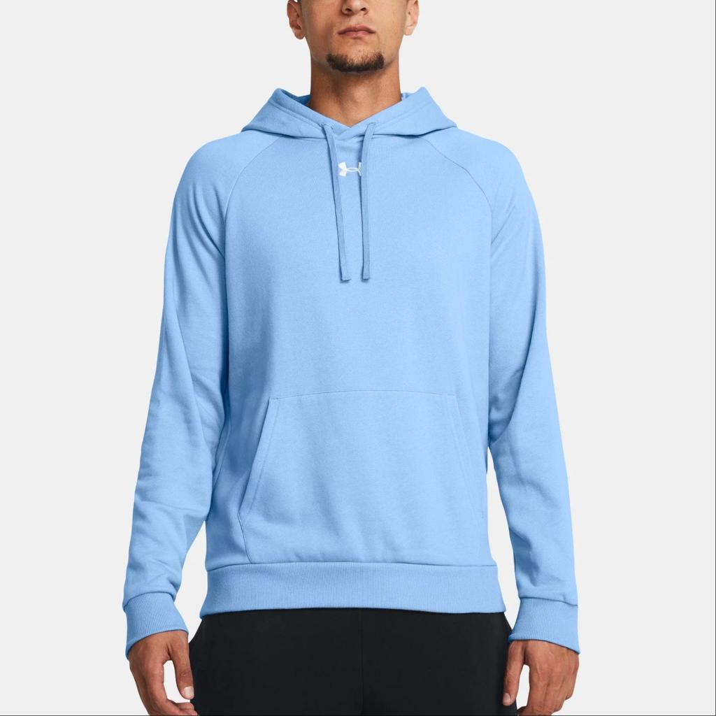 Under Armour UA Rival Logo Printed Fleece Pullover Hoodie Men Hoodies Deep-Sky-Blue 1379757-475