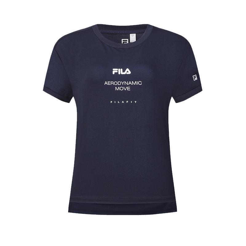 

FILA FXT Simple Solid Color Versatile T-Shirt Women tops Royal-Blue A11W431111FNV S