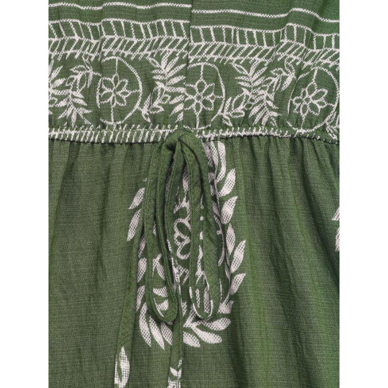 VEZFAA Women's Fashion Summer Spring Flower Pattern Print Sleeveless V-Neck High Waist Casual Dresses