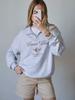 Women's Half Zip Turn Down Collar Sweatshirt Oversize Loose Fit Letter Wing Print Fleece Lined Pullover Top