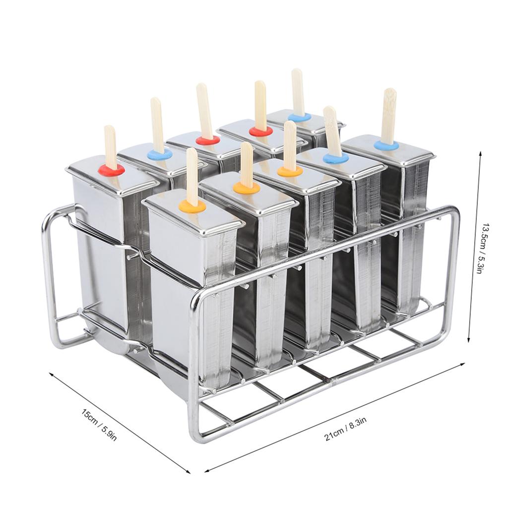 10PCS 304 Stainless Steel Round Head Fat Plate Ice Cream Mold Popsicle Mold Double Groove