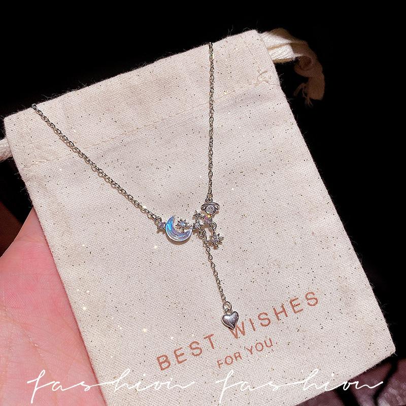 Female Niche Light Luxury Collarbone Star Moon Love Tassel Necklace