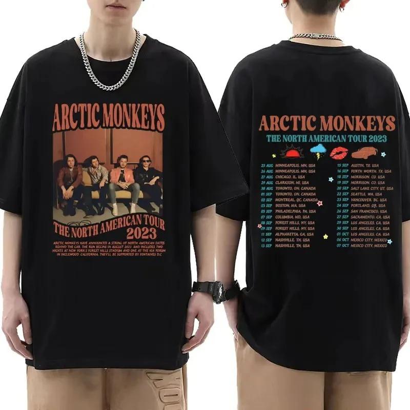 Cotton Arctic Monkeys Inspired T Shirt Album List Doodle Print Vintage T-shirt Men Hip Hop Punk Short Sleeve Tshirts Streetwear