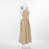 French Khaki Cotton Linen Breathable Halter High Waisted Dress Holiday Style Long Skirt Woman