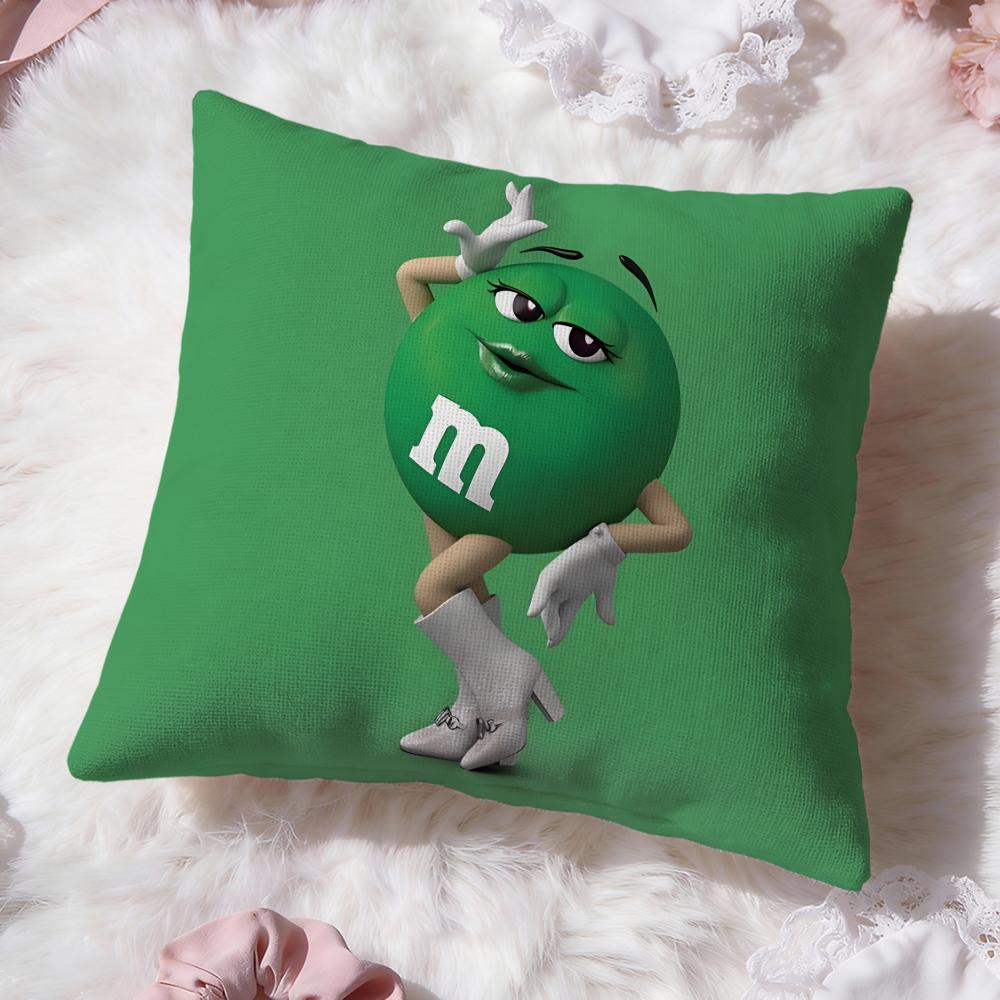 Cute Brand M-M&M'S Cushion Cover Premium Comfort Reversible Pillow Cove -Two In One Design For Any Room & Car Interior