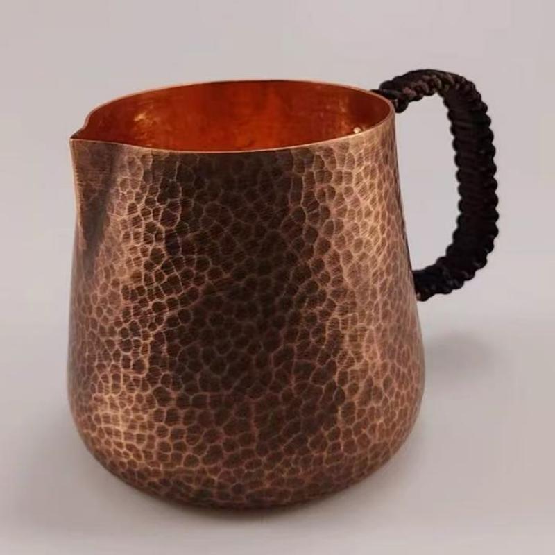 Vintage Pure Copper Coffee Cup,Mug Moscow Mule Thickened Large Size Hammer Texture Woven Handle 700ml Beer Mug,Tea Cup Tableware