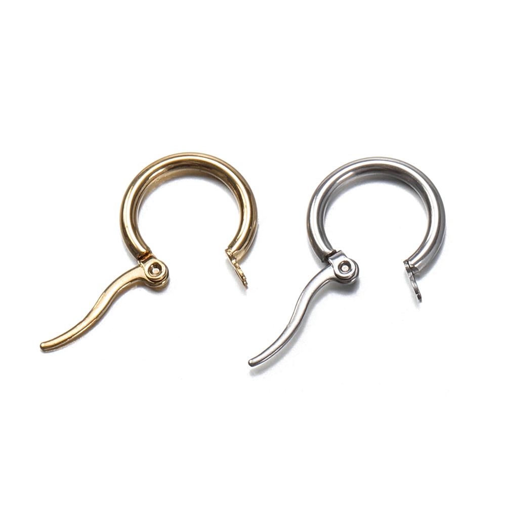 10pcs Black Open Earrings Circle Stainless Steel Earring Hooks 15-40mm Loop Base Ear Ring for Jewelry Making Components DIY