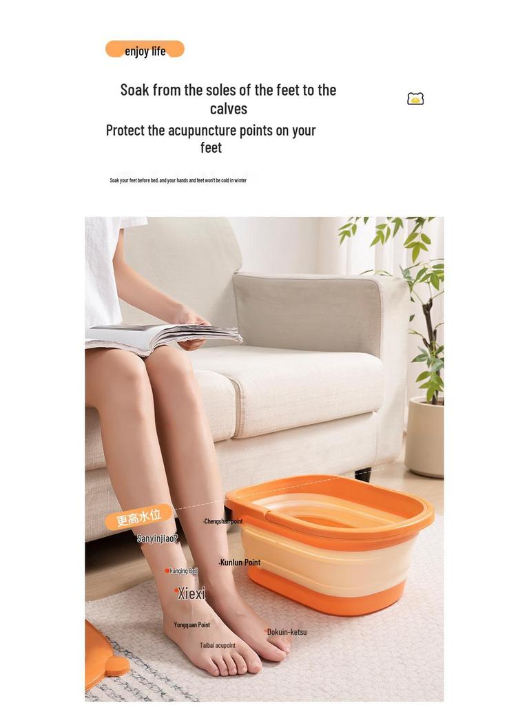 Zusammenklappbares Fußbadbecken mit Massage-Design und tiefem, platzsparendem Eimer zum Einweichen